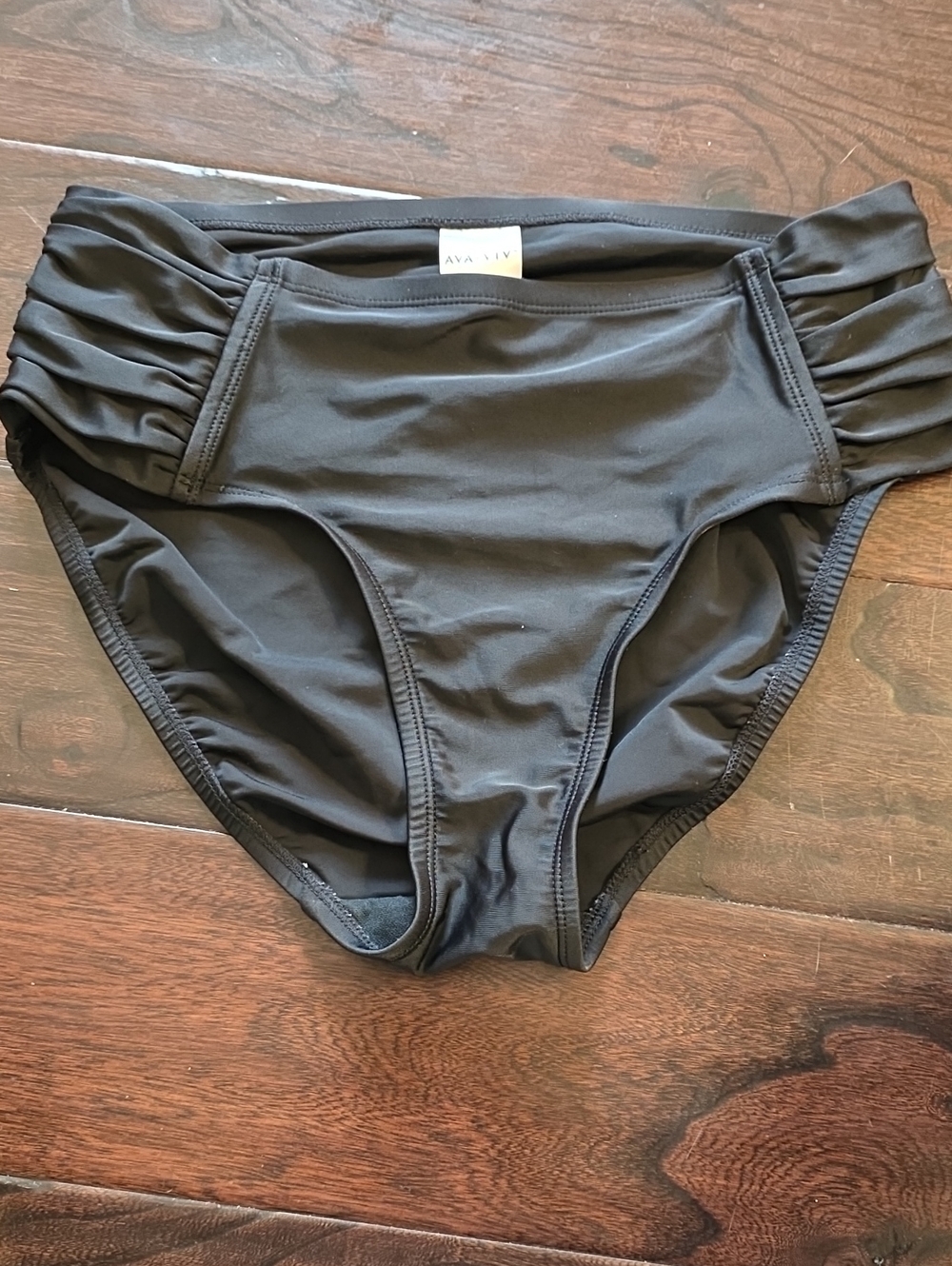 Ava & Viv Black Ruched High-Waist Bikini Bottoms